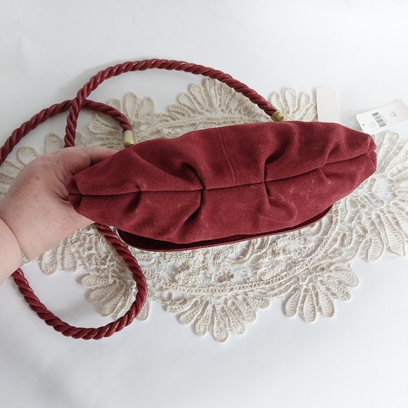 NWT Anthropologie Rust Suede and Patent Leather Pleated Crossbody/clutch - Picture 10 of 11